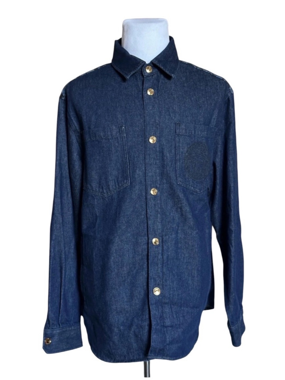 Versace Blouson Denim Stone Wash Jacket Blue size XXL $1500 AUTHENTIC 100%